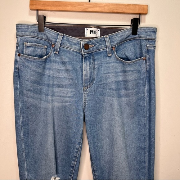 Paige Skyline Ankle Peg Distressed Skinny Jeans Size 32 - Picture 4 of 14